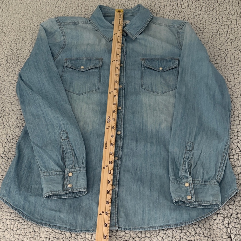 Liz Claiborne  2 Front Pocket Pearl Snap Western Light Blue Casual Shirt SZ L - Picture 6 of 6